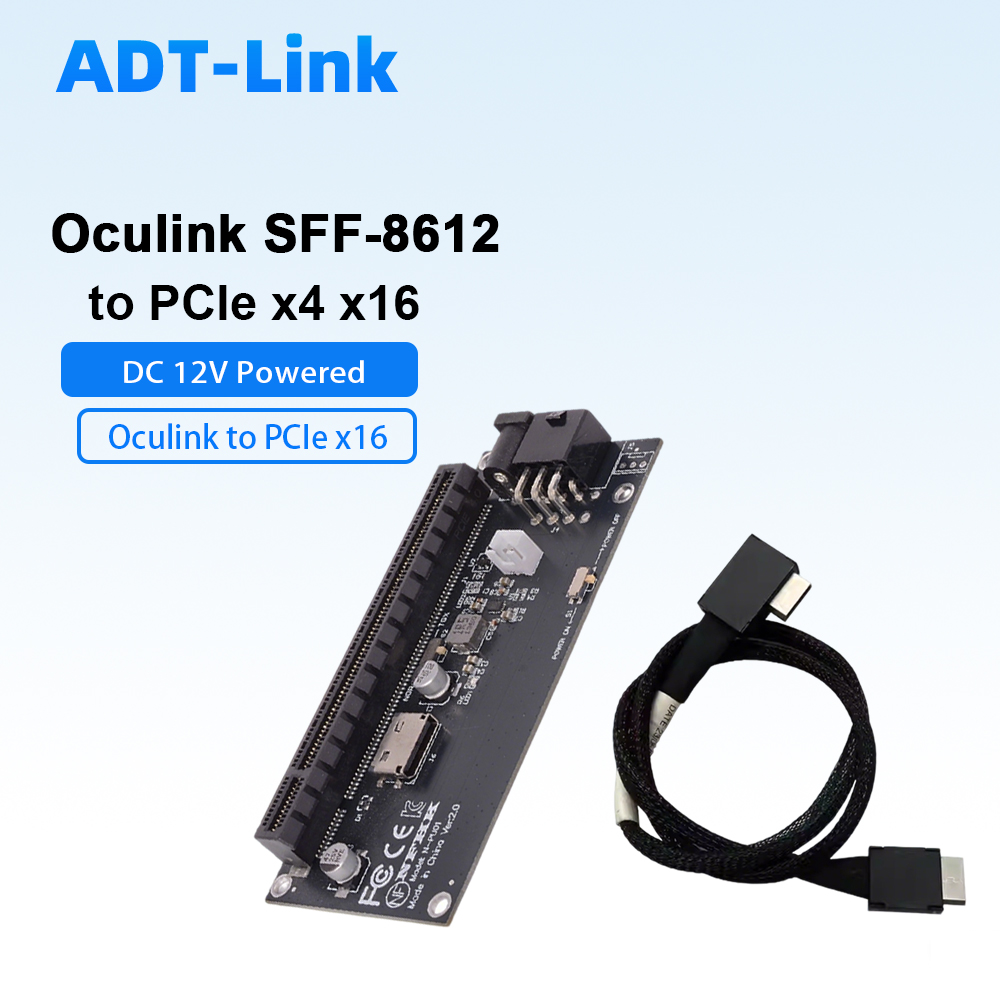 Pcie 4.0 X16 Riser Cable 90 Degree - Oculink SFF-8612 To PCIe X4 X16