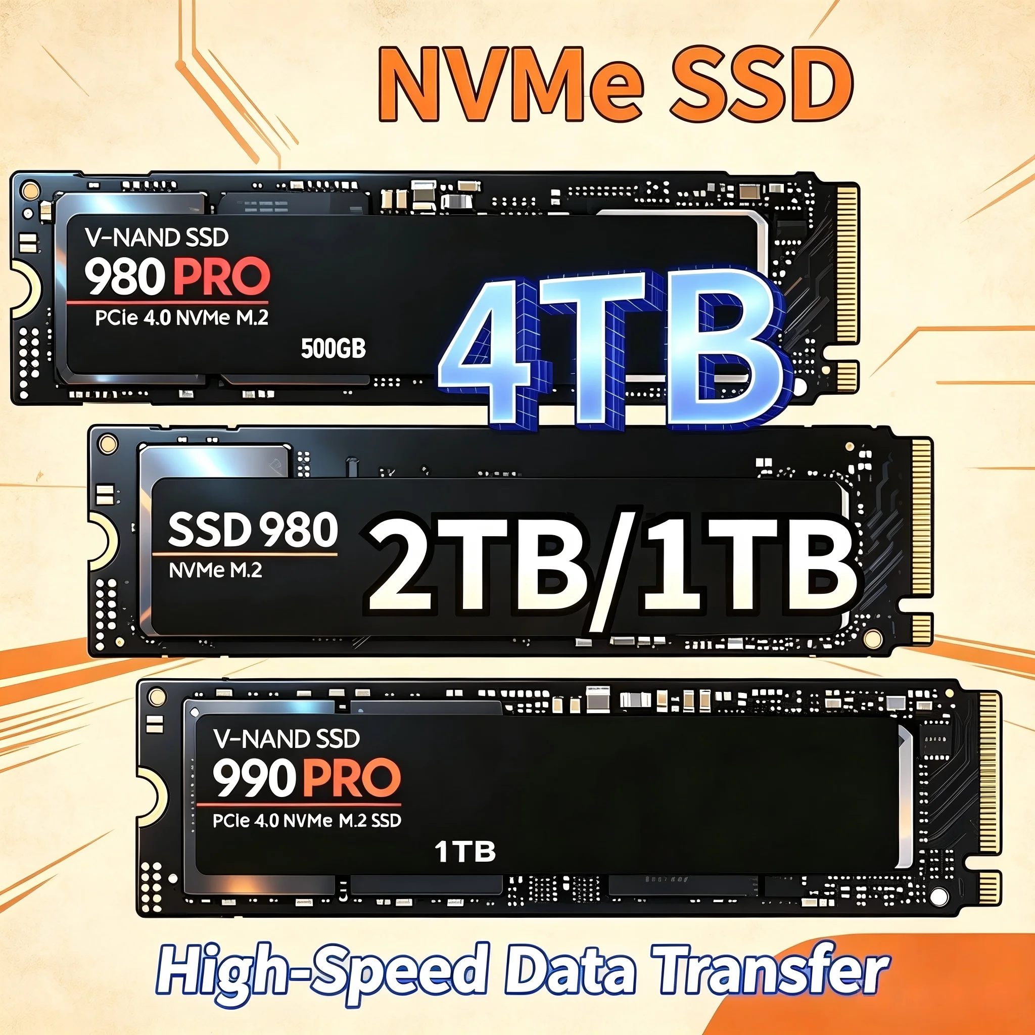 M.2 Nvme 4Tb Pcie 4.0 Ssd - Original 980Pro 990Pro M.2 NVMe SSD