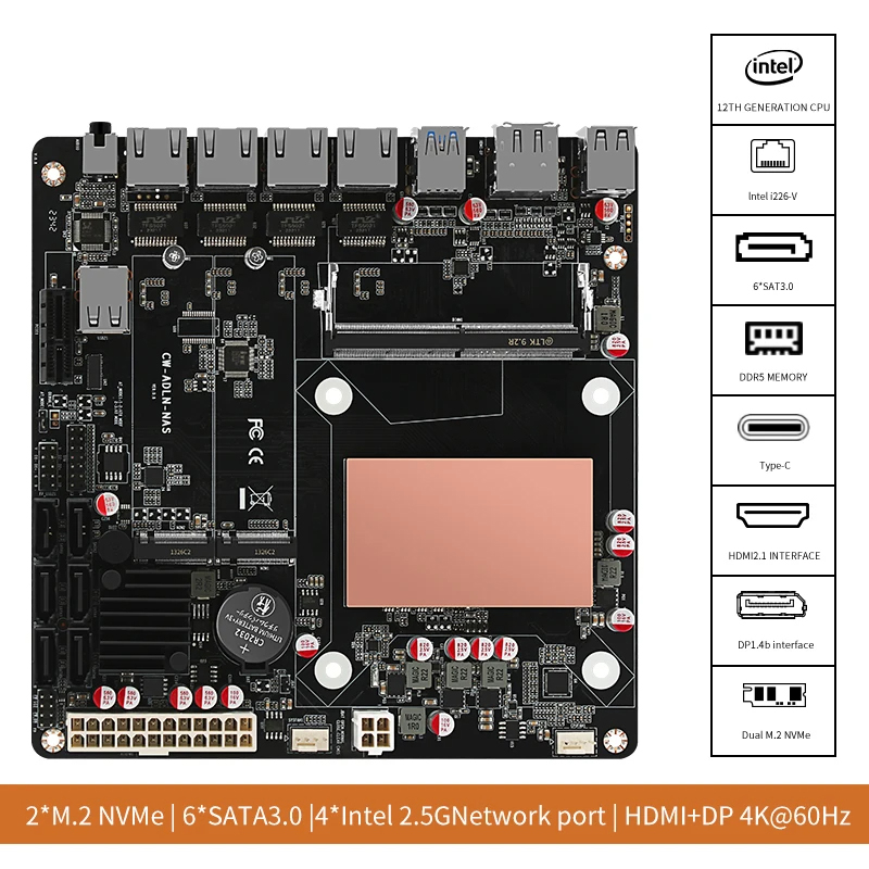 Nas Motherboard N100 6 Sata - N100/N150 6 Bays NAS Motherboard 4x