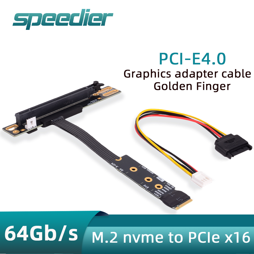 Pcie 4.0 X16 Riser Cable 90 Degree - M.2 NVME To PCIe X16 90