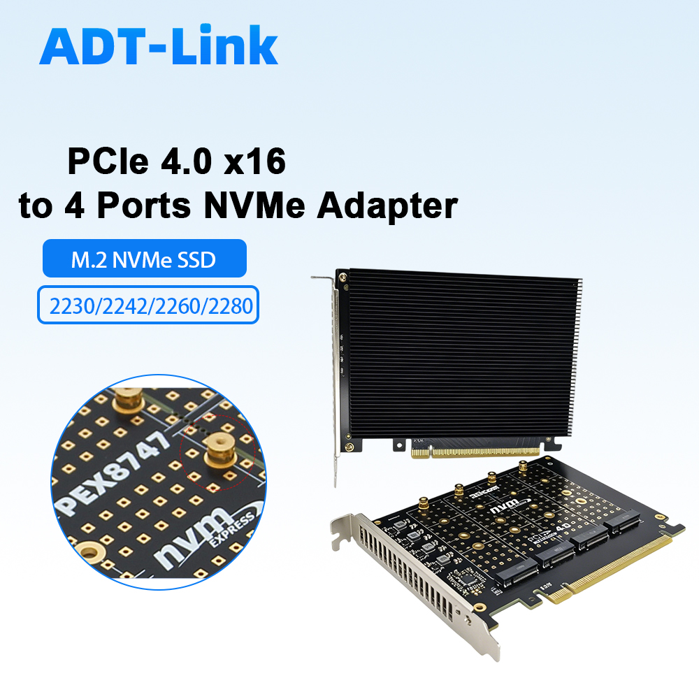 PCIe 4.0 X16 To 4 Port NVMe Ad - Quad M.2 Nvme Pcie Bifurcation Card recension och pris