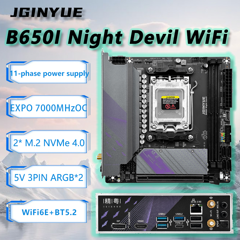 JGINYUE B650I Night Devil WiFi - B650 Itx Motherboard Wifi recension och pris