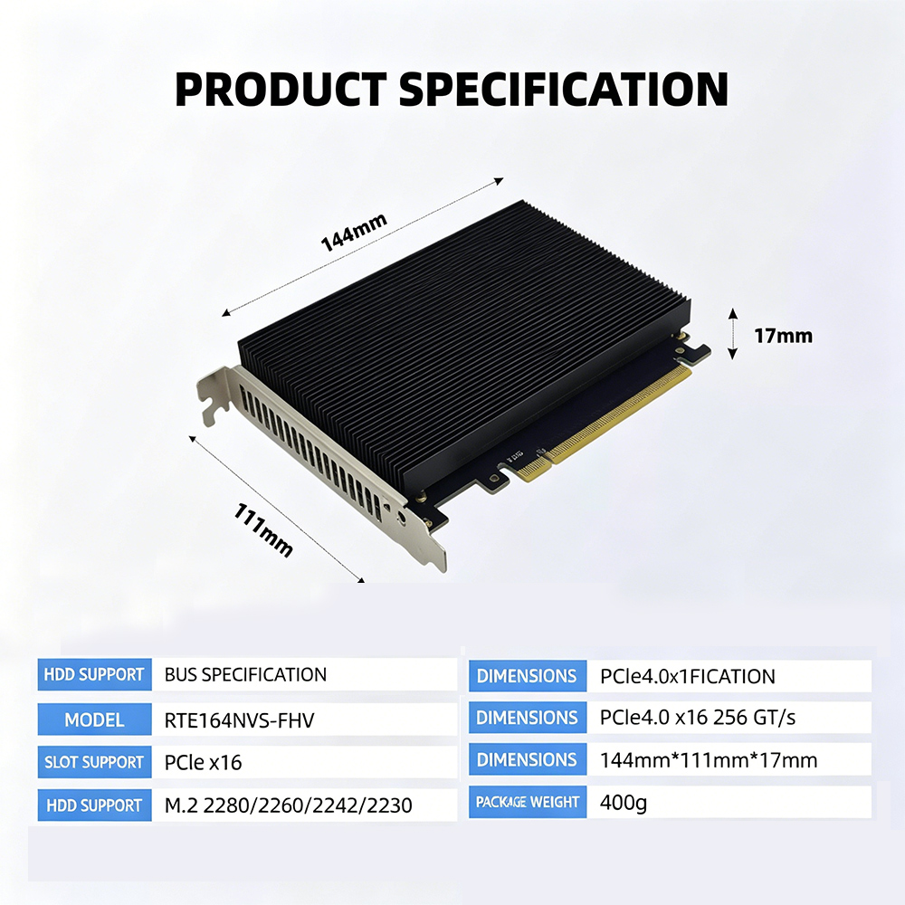 PCIe 4.0 X16 To 4 NVMe M.2 SSD - Quad M.2 Nvme Pcie Bifurcation Card recension och pris
