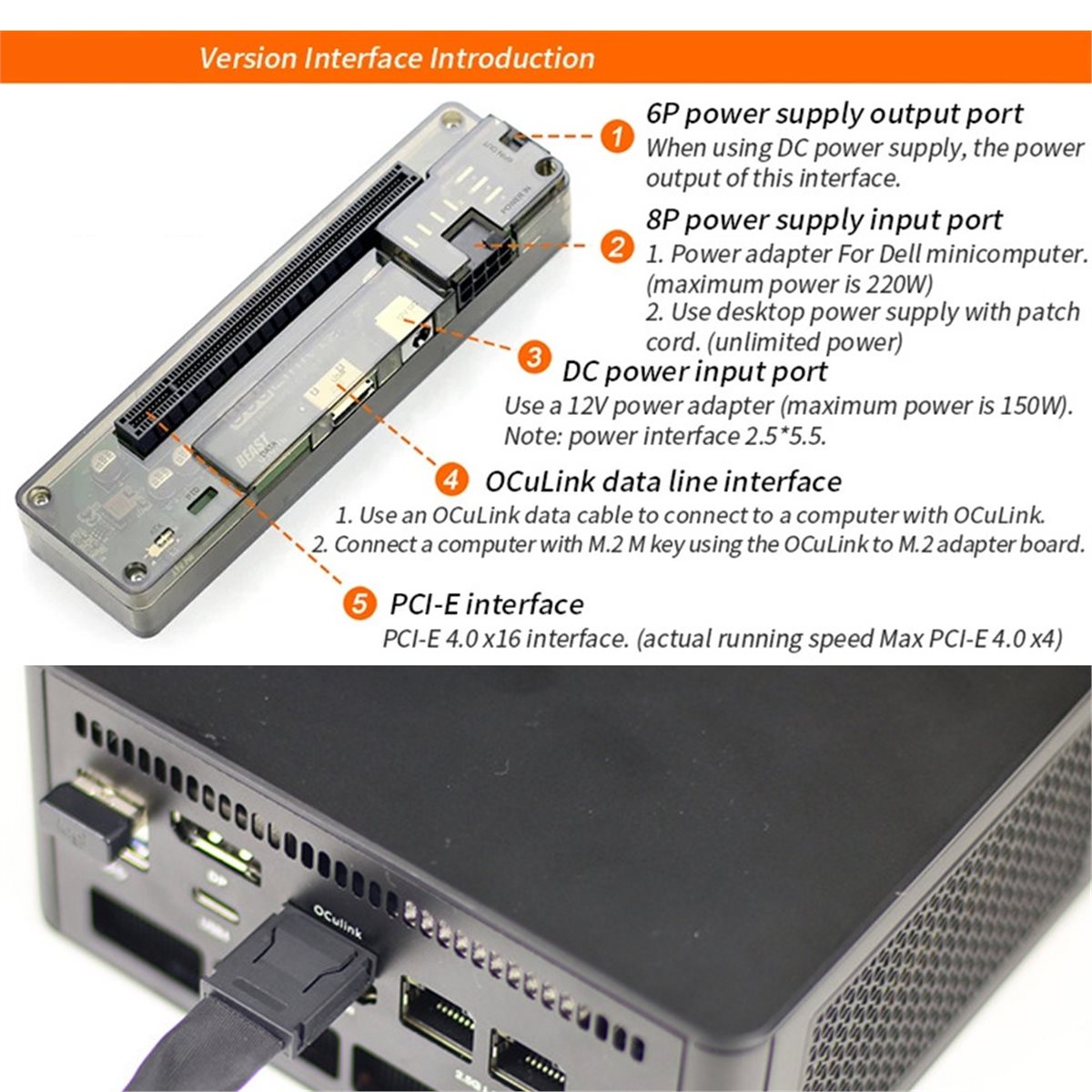 Promotion  OCuLink GPU Dock wi - External Gpu Dock Pcie 4.0 Oculink recension och pris