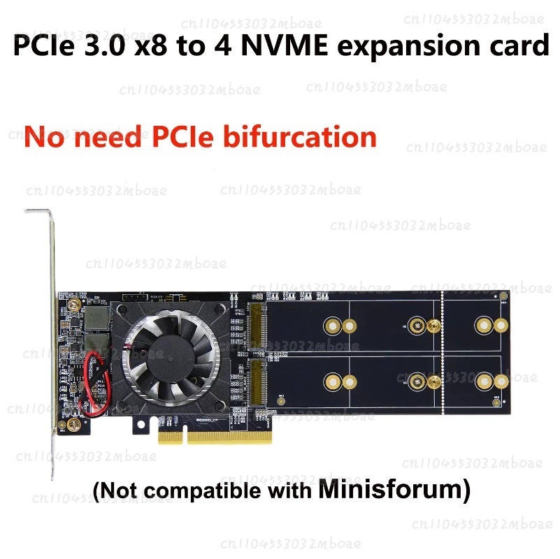 PEX8747 Chip PCIe 3.0 X8 Quad  - Quad M.2 Nvme Pcie Bifurcation Card recension och pris