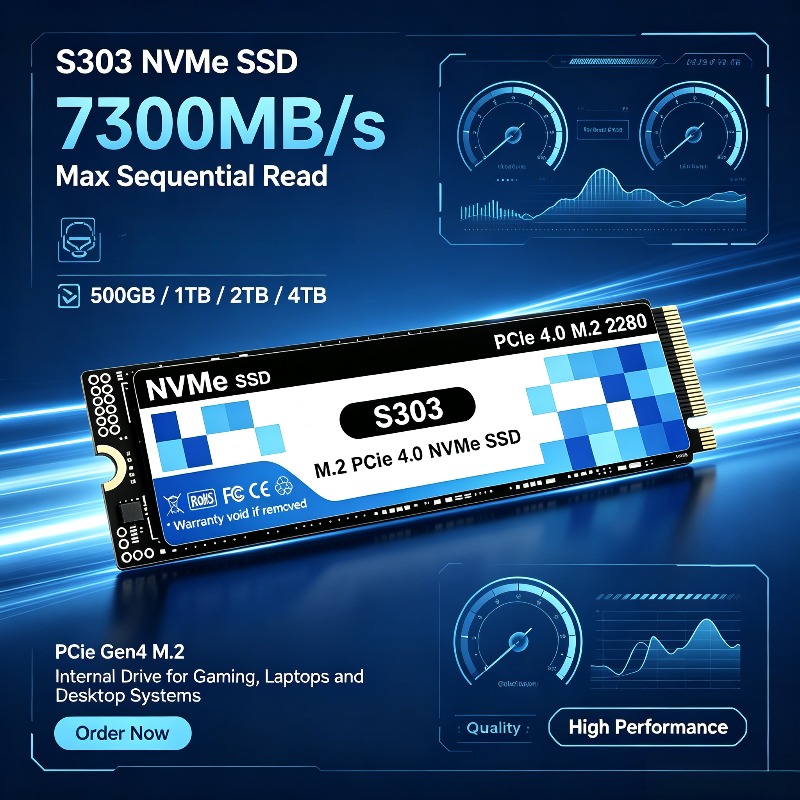S303 PCIe 4.0 M.2 NVMe SSD 500 - M.2 Nvme 4Tb Pcie 4.0 Ssd recension och pris